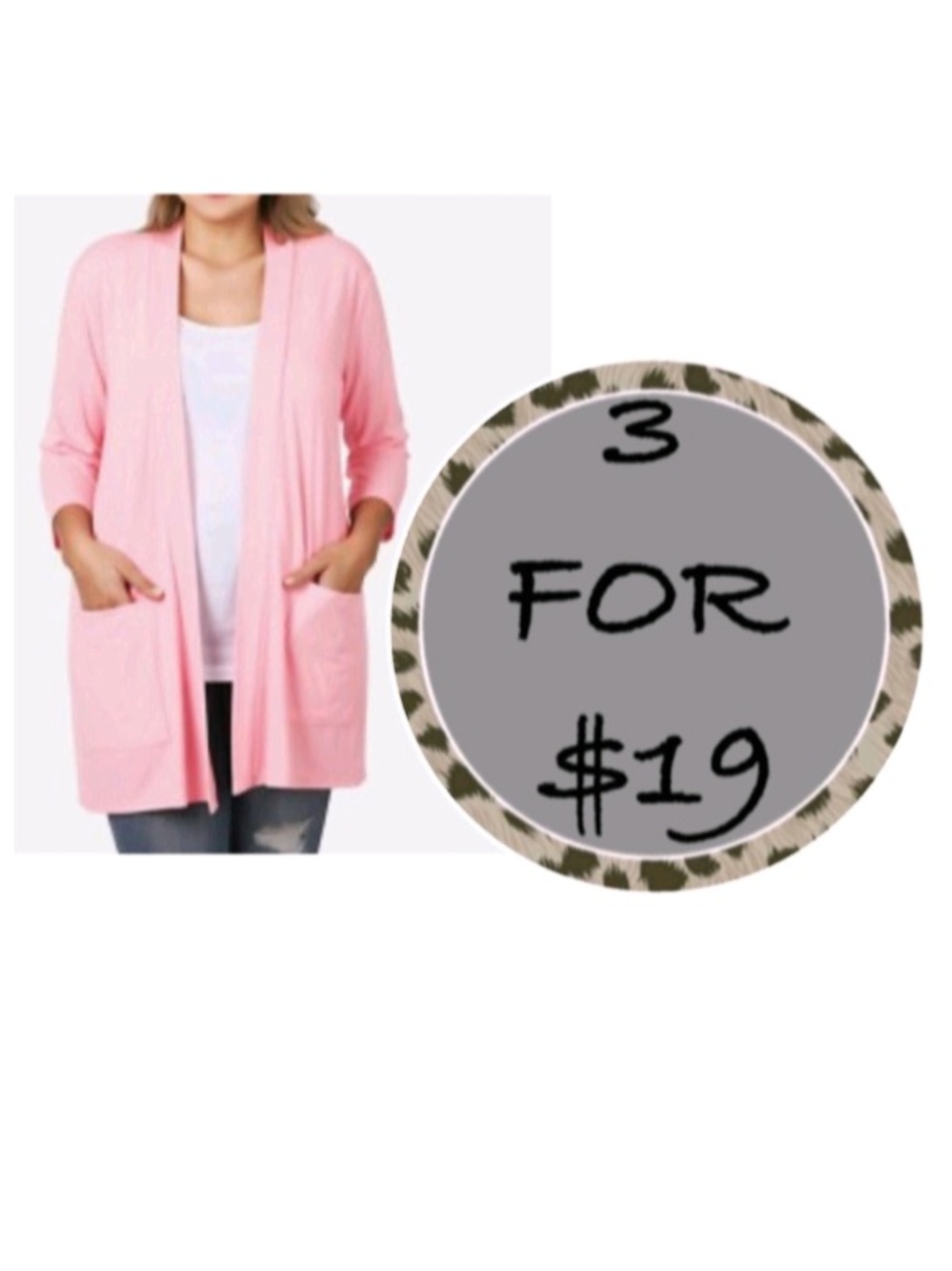 3/$19 Zenana outfitters pink open front cardigan tunic blouse